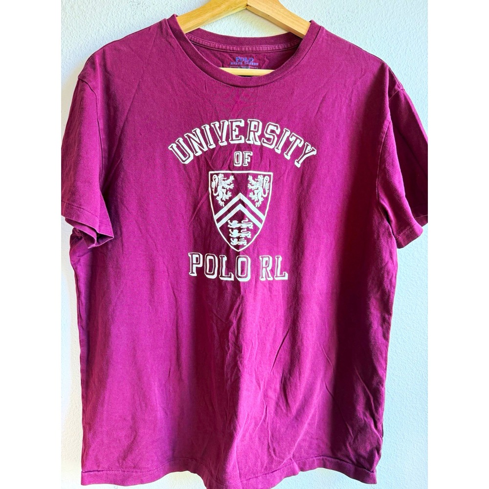 Polo Ralph Lauren Mens Classic Fit University Graphic Cotton Tee Burgundy Medium